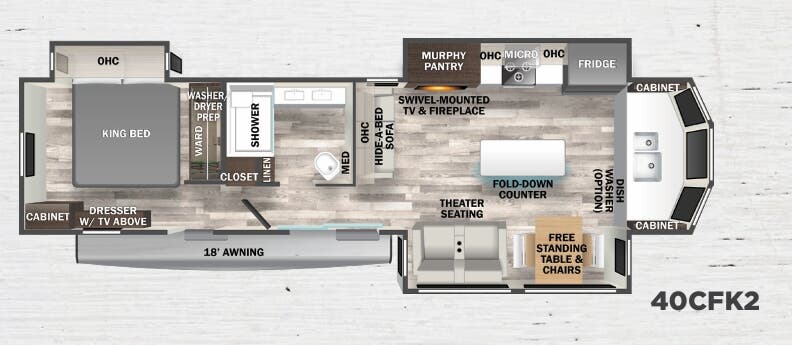 View 2023 Forest River Cedar Creek Cottage 40CFK2 complete specs and manufacturer brochures