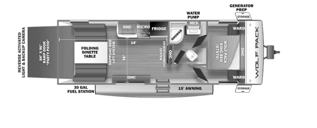 View 2023 Forest River Cherokee Wolf Pack 24PACK14 complete specs and manufacturer brochures