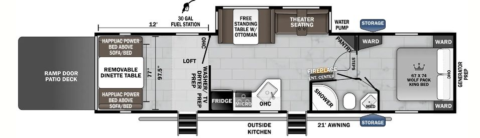 View 2023 Forest River Cherokee Wolf Pack 315PACK12 complete specs and manufacturer brochures