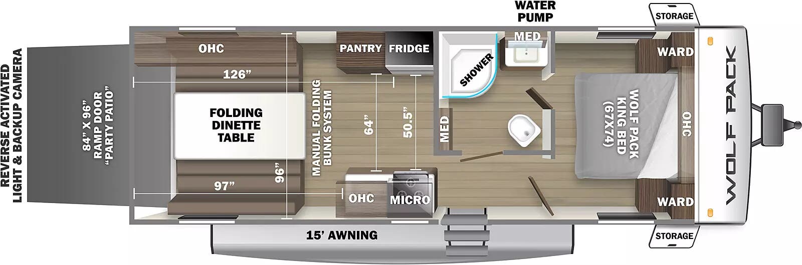 View 2023 Forest River Cherokee Wolf Pack Gold 22GOLD13 complete specs and manufacturer brochures