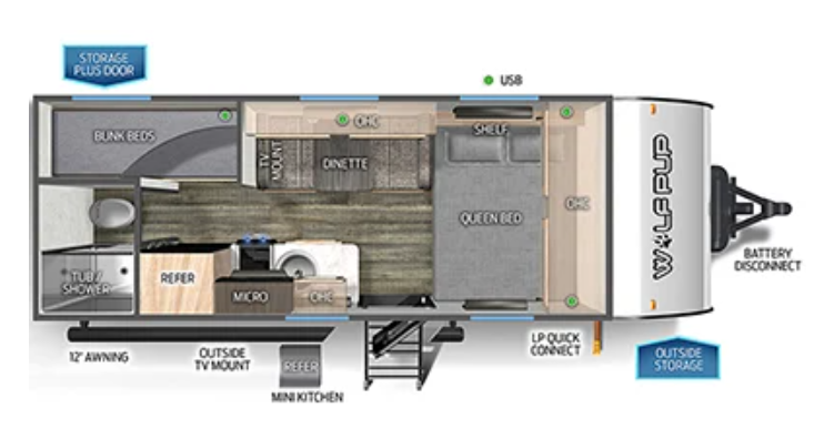 View 2023 Forest River Cherokee Wolf Pup 16BHS complete specs and manufacturer brochures