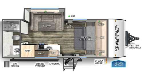 View 2023 Forest River Cherokee Wolf Pup 16CW complete specs and manufacturer brochures