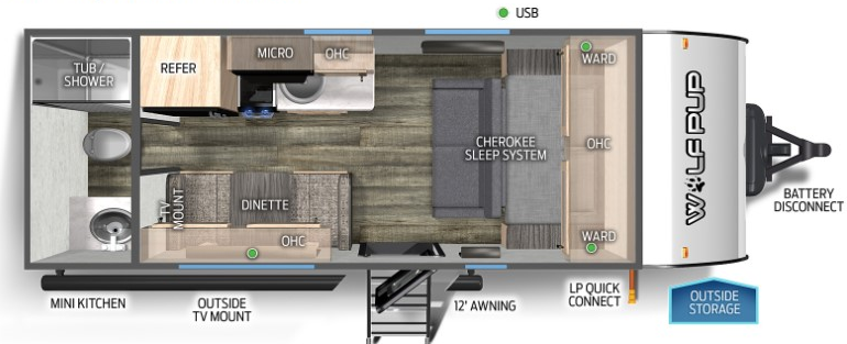 View 2023 Forest River Cherokee Wolf Pup 16FQ complete specs and manufacturer brochures