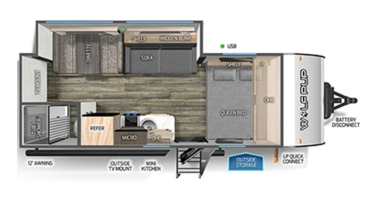 View 2023 Forest River Cherokee Wolf Pup 18TO complete specs and manufacturer brochures