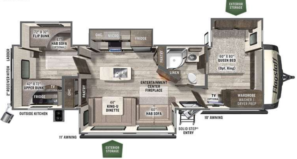 View 2023 Forest River Flagstaff Classic 832IKRL complete specs and manufacturer brochures
