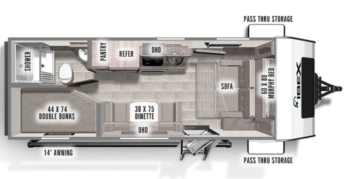 View 2023 Forest River IBEX 19MBH complete specs and manufacturer brochures
