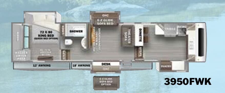 View 2023 Forest River Riverstone Reserve 3950FWK complete specs and manufacturer brochures