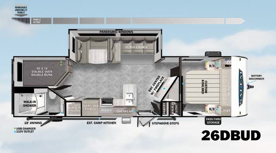 View 2023 Forest River Salem 26DBUD complete specs and manufacturer brochures