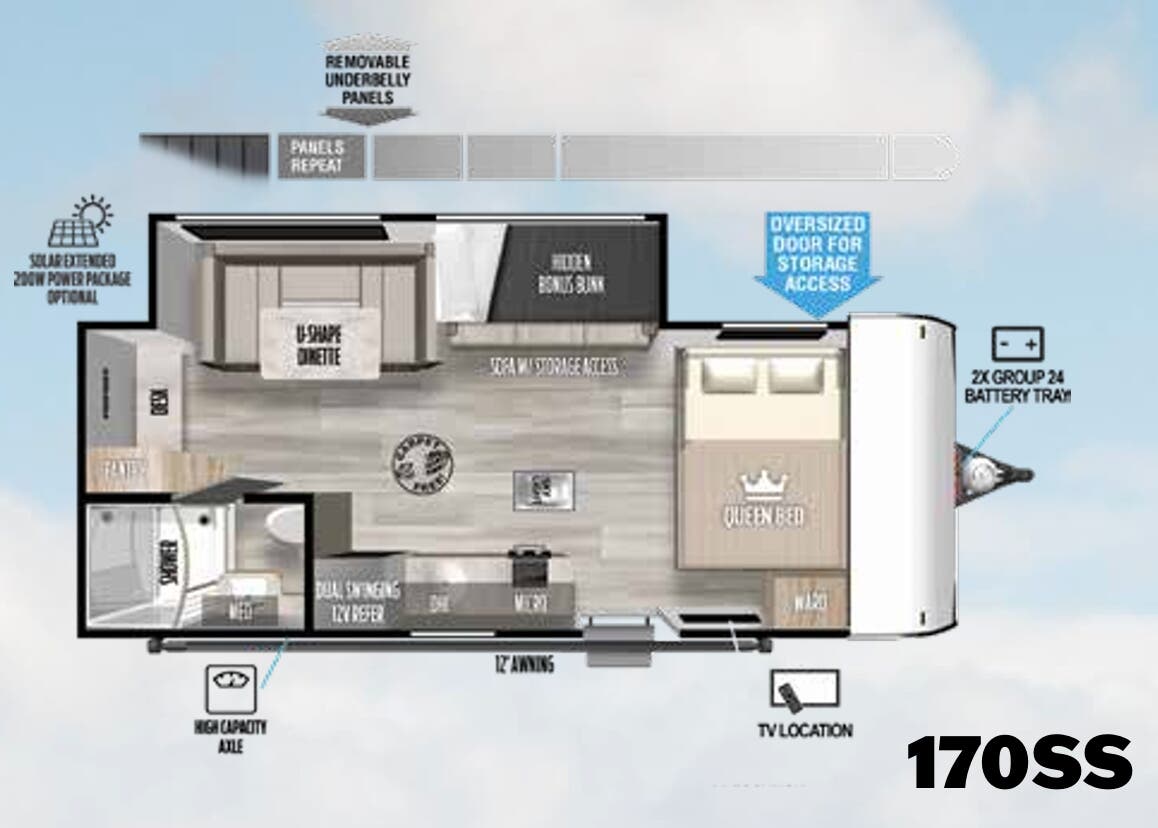 View 2023 Forest River Salem FSX 170SS complete specs and manufacturer brochures