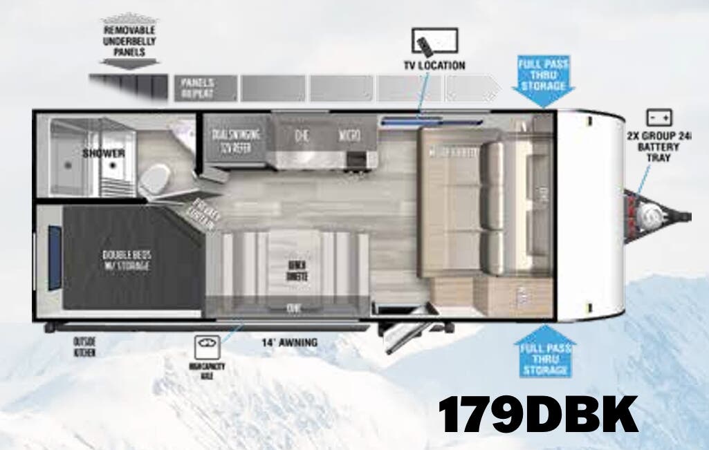 View 2023 Forest River Salem FSX 179DBK complete specs and manufacturer brochures