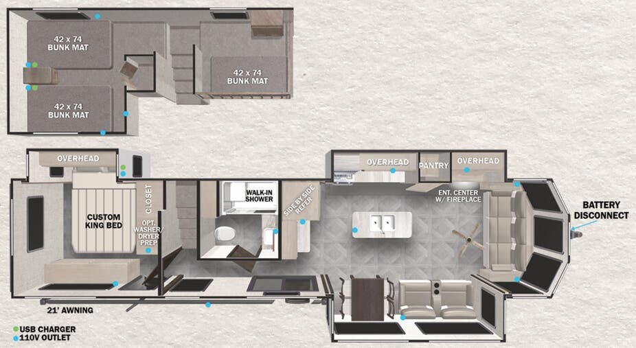 View 2023 Forest River Salem Grand Villa 42FLDL complete specs and manufacturer brochures