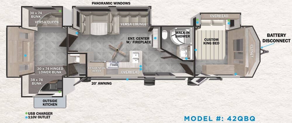 View 2023 Forest River Salem Villa 42QBQ complete specs and manufacturer brochures