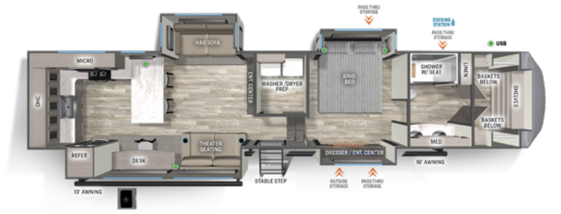 View 2023 Forest River Sandpiper 3800RK complete specs and manufacturer brochures
