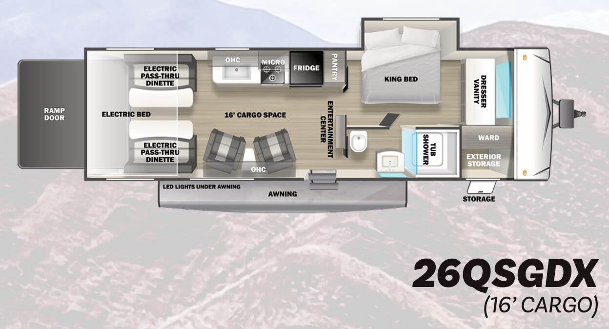 View 2023 Forest River Shockwave 26QSGDX complete specs and manufacturer brochures