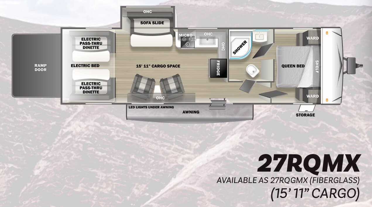 View 2023 Forest River Shockwave 27RQGMX complete specs and manufacturer brochures
