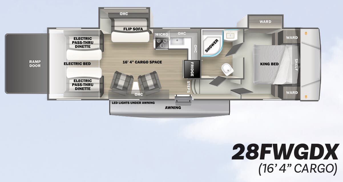 View 2023 Forest River Shockwave 28FWGDX complete specs and manufacturer brochures