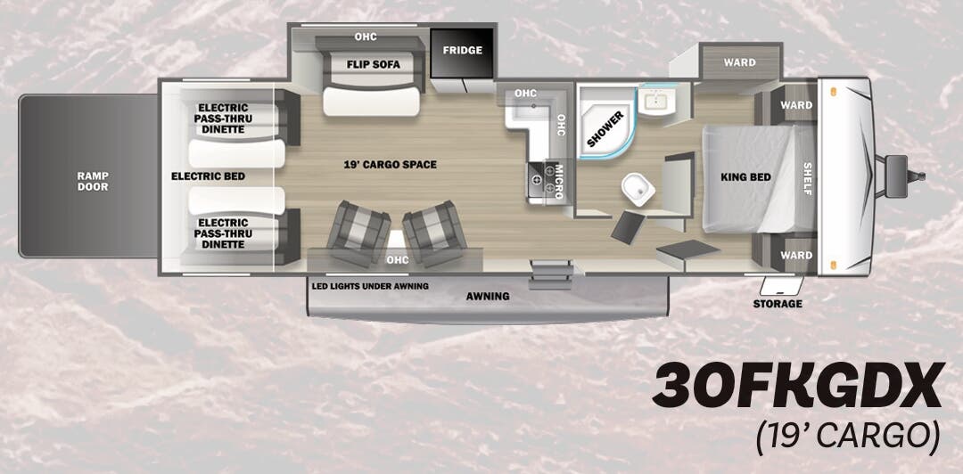 View 2023 Forest River Shockwave 30FKGDX complete specs and manufacturer brochures