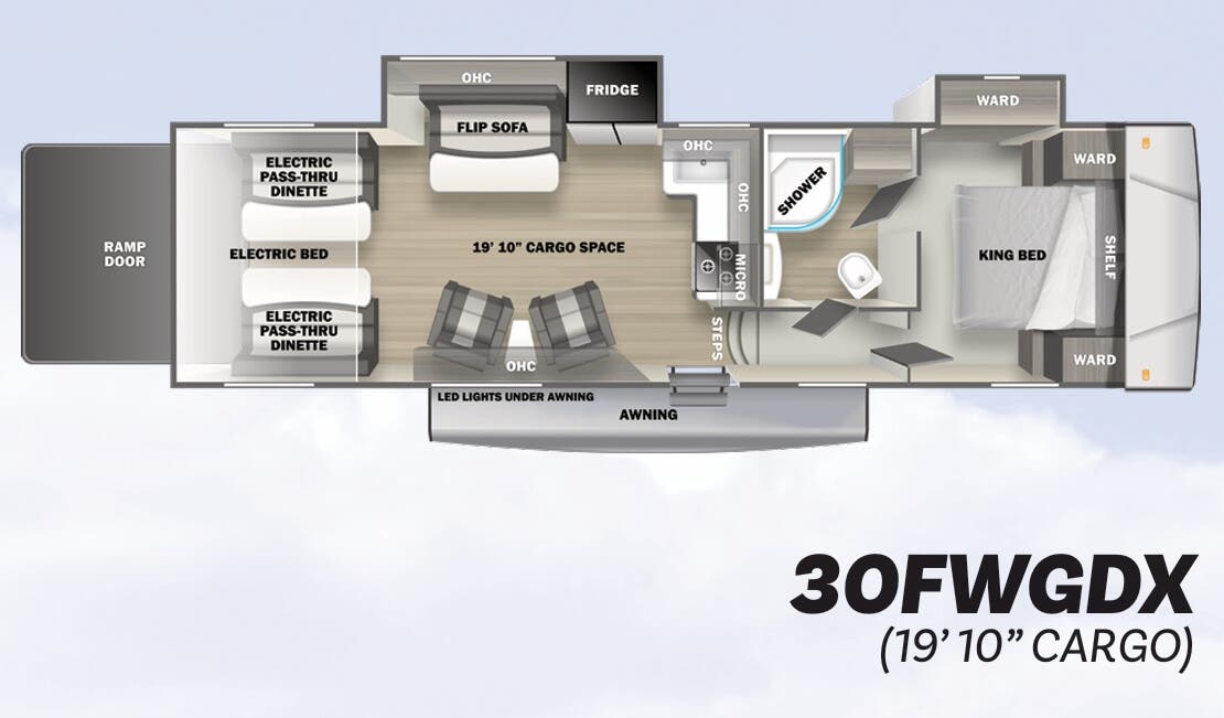 View 2023 Forest River Shockwave 30FWGDX complete specs and manufacturer brochures