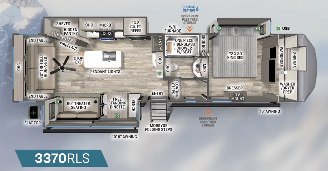 View 2023 Forest River Sierra 3370RLS complete specs and manufacturer brochures