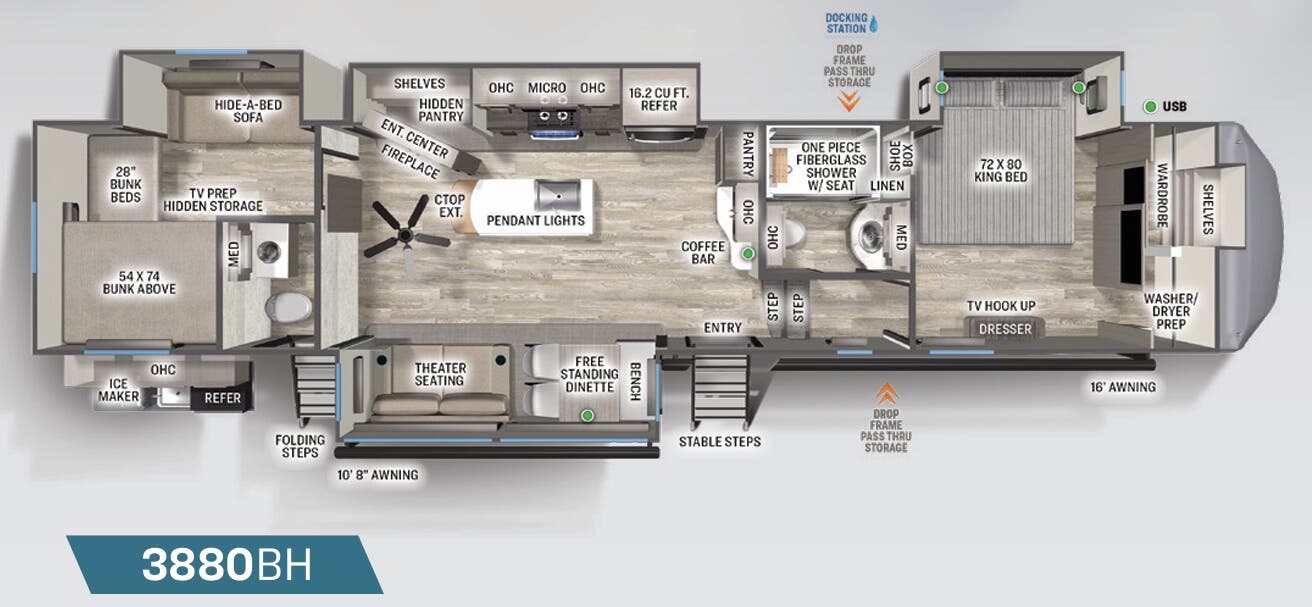 View 2023 Forest River Sierra 3880BH complete specs and manufacturer brochures