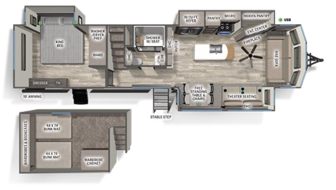 View 2023 Forest River Sierra Destination 399LOFT complete specs and manufacturer brochures