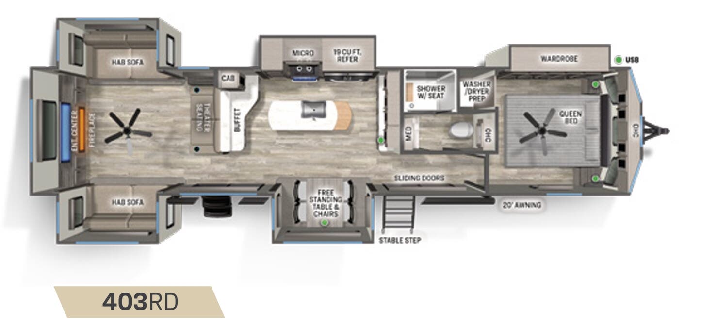 View 2023 Forest River Sierra Destination 403RD complete specs and manufacturer brochures