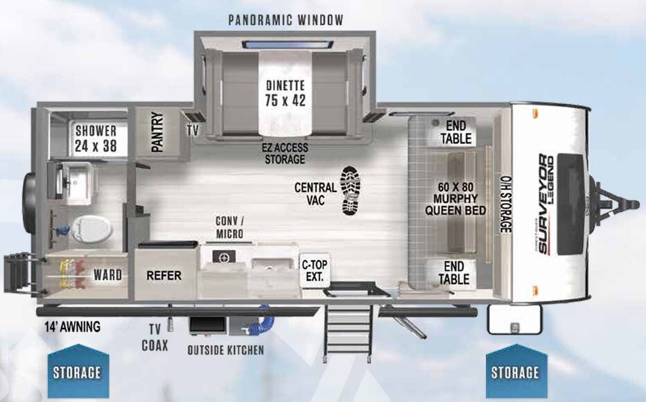 View 2023 Forest River Surveyor Legend 19MBLE complete specs and manufacturer brochures