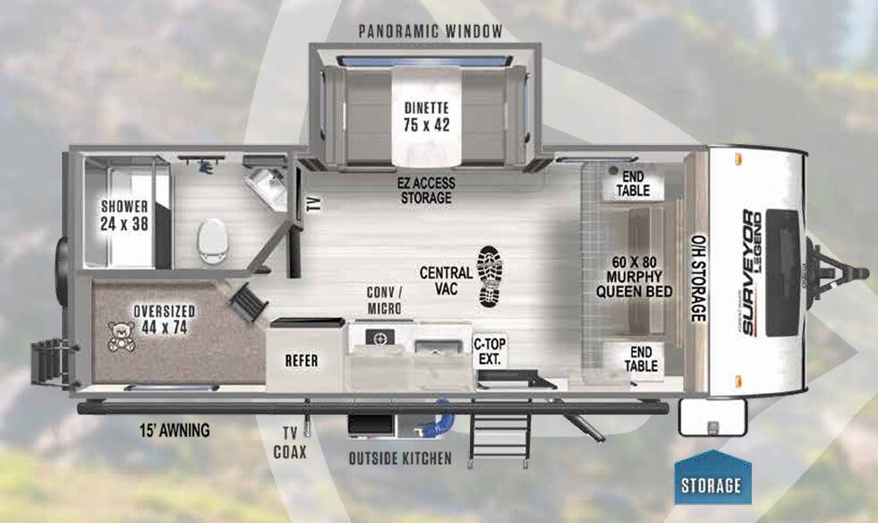 View 2023 Forest River Surveyor Legend 19MDBLE complete specs and manufacturer brochures