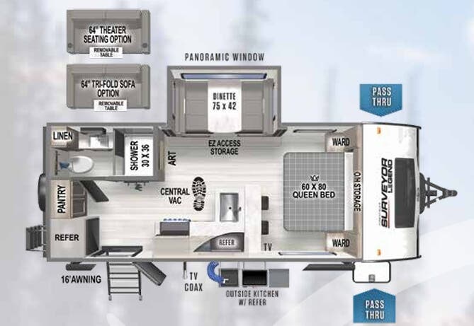 View 2023 Forest River Surveyor Legend 202RBLE complete specs and manufacturer brochures