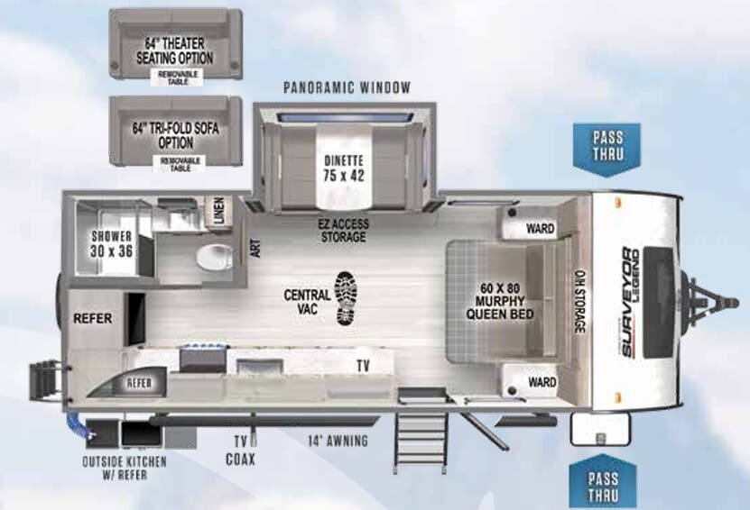 View 2023 Forest River Surveyor Legend 203RKLE complete specs and manufacturer brochures