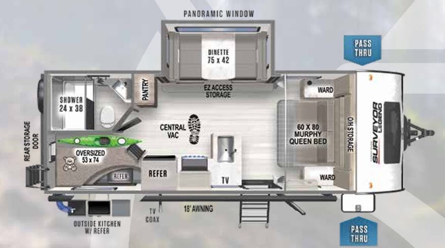 View 2023 Forest River Surveyor Legend 240BHLE complete specs and manufacturer brochures