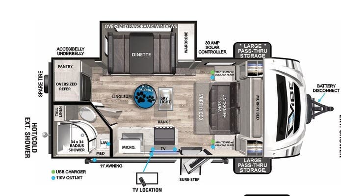 View 2023 Forest River Vibe 18RB complete specs and manufacturer brochures