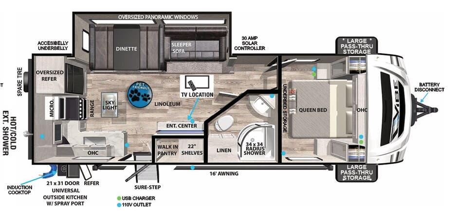 View 2023 Forest River Vibe 25RK complete specs and manufacturer brochures