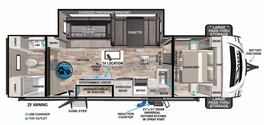 View 2023 Forest River Vibe 26RB complete specs and manufacturer brochures