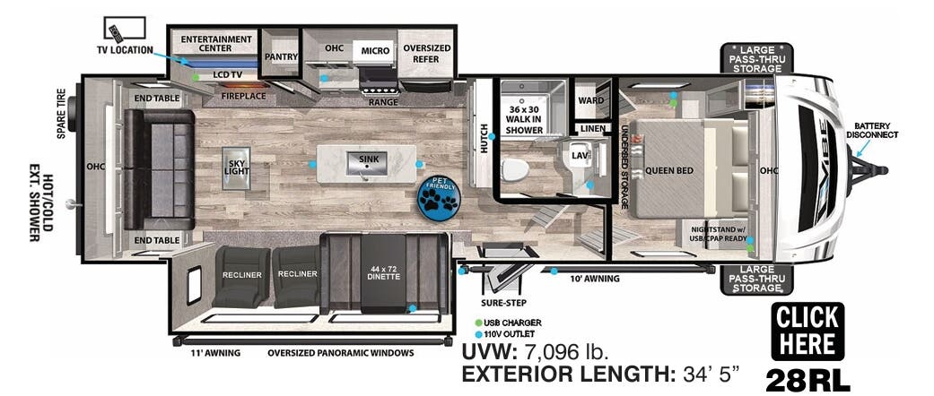 View 2023 Forest River Vibe 28RL complete specs and manufacturer brochures