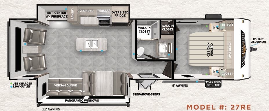 View 2023 Forest River Wildwood 27RE complete specs and manufacturer brochures