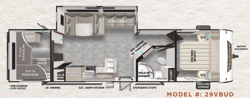 View 2023 Forest River Wildwood 29VBUD complete specs and manufacturer brochures
