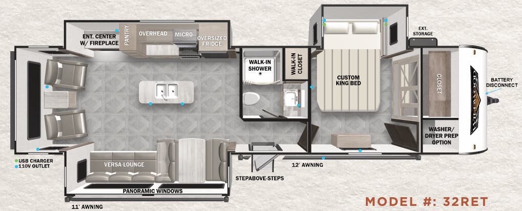 View 2023 Forest River Wildwood 32RET complete specs and manufacturer brochures