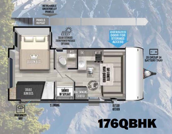 View 2023 Forest River Wildwood FSX 176QBHK complete specs and manufacturer brochures