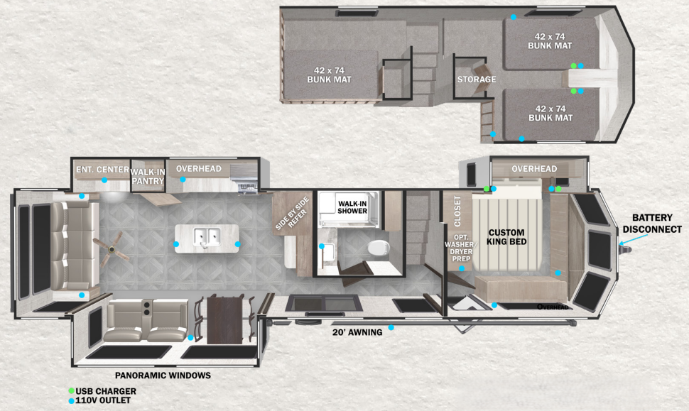 View 2023 Forest River Wildwood Grand Lodge 42DL complete specs and manufacturer brochures