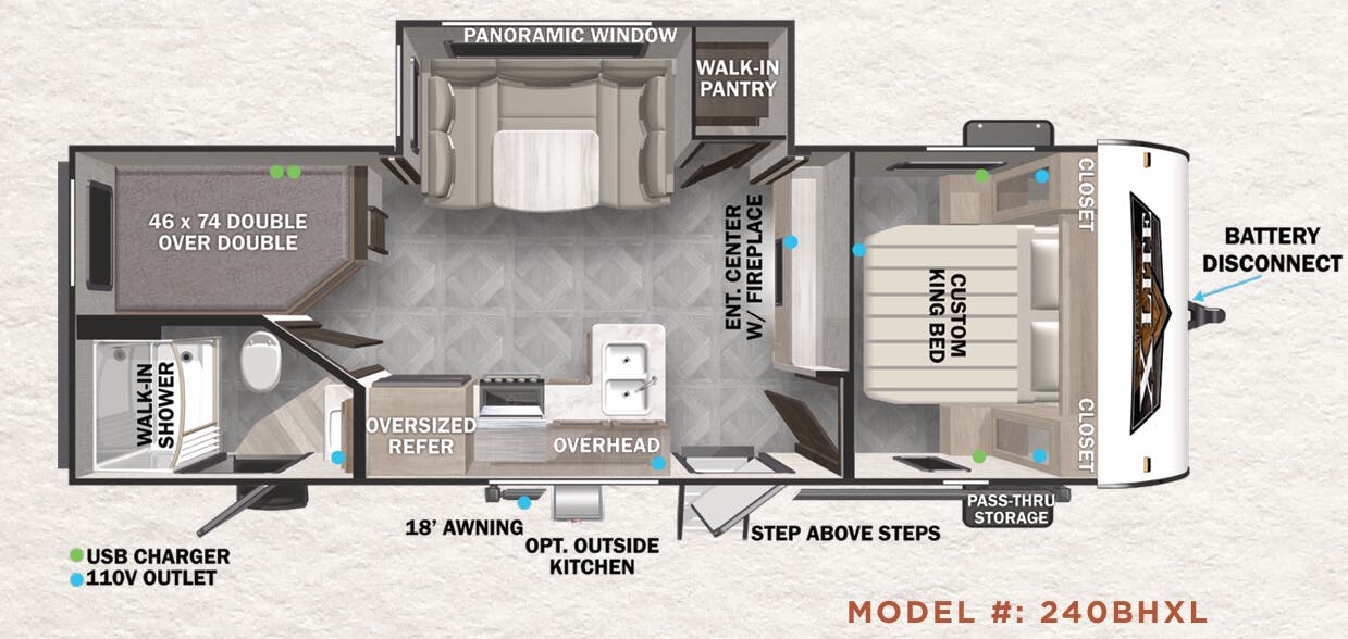 View 2023 Forest River Wildwood X-Lite 240BHXL complete specs and manufacturer brochures