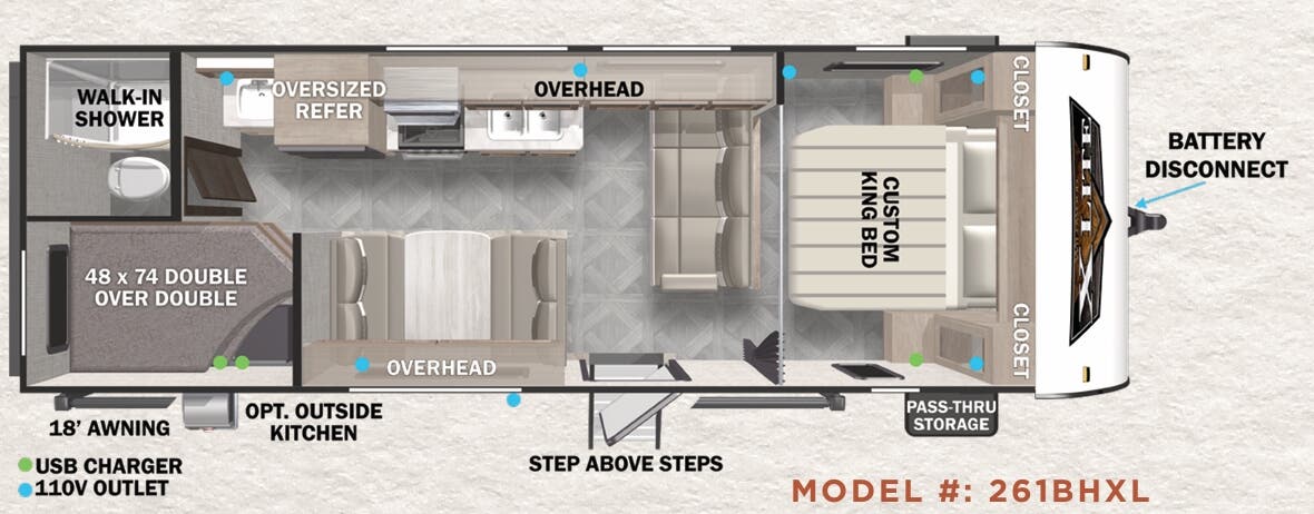 View 2023 Forest River Wildwood X-Lite 261BHXL complete specs and manufacturer brochures