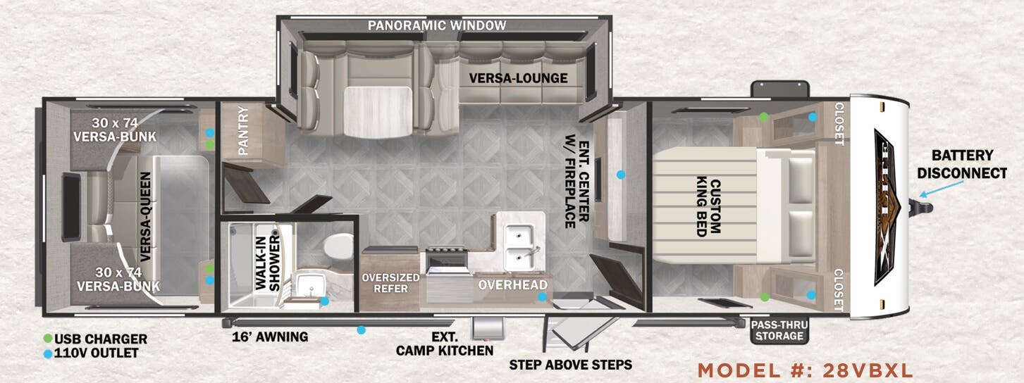 View 2023 Forest River Wildwood X-Lite 28VBXL complete specs and manufacturer brochures