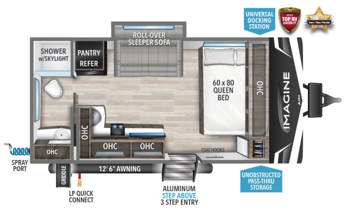 View 2023 Grand Design Imagine AIM 16ML complete specs and manufacturer brochures