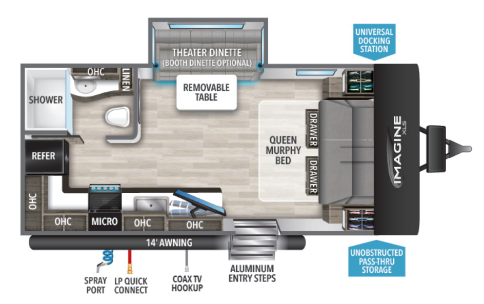 View 2023 Grand Design Imagine XLS 17MKE complete specs and manufacturer brochures