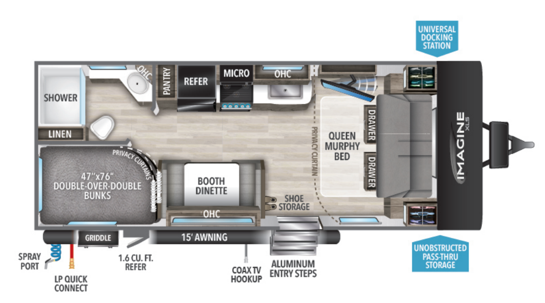 View 2023 Grand Design Imagine XLS 21BHE complete specs and manufacturer brochures