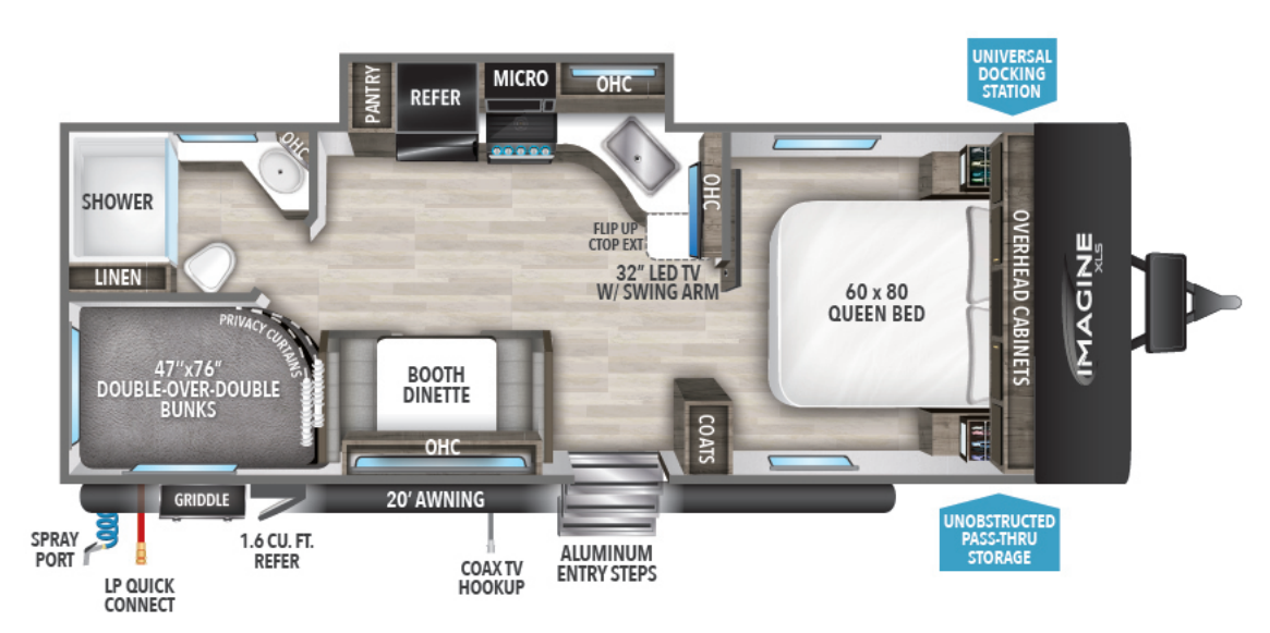 View 2023 Grand Design Imagine XLS 23BHE complete specs and manufacturer brochures