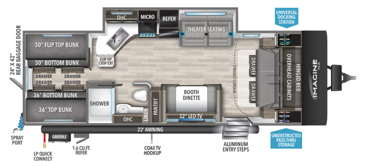 View 2023 Grand Design Imagine XLS 25BHE complete specs and manufacturer brochures