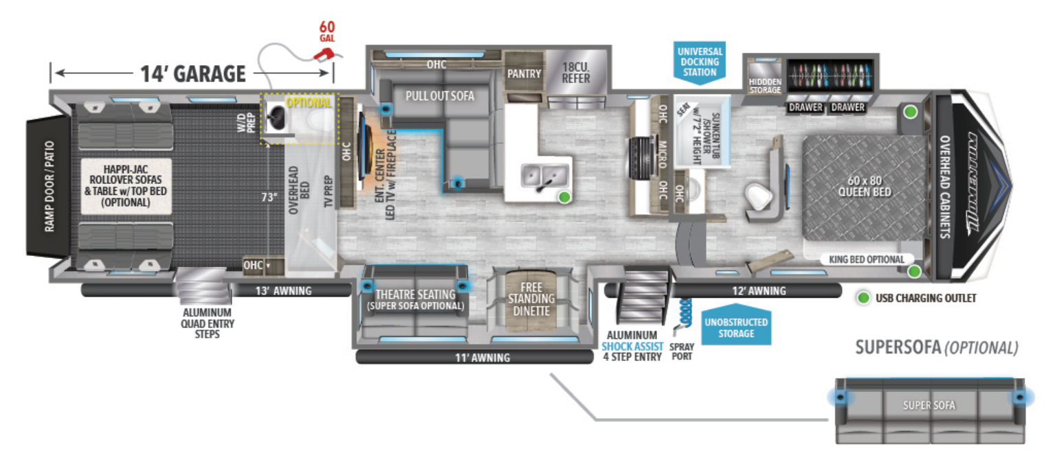 View 2023 Grand Design Momentum M-Class 395MS complete specs and manufacturer brochures