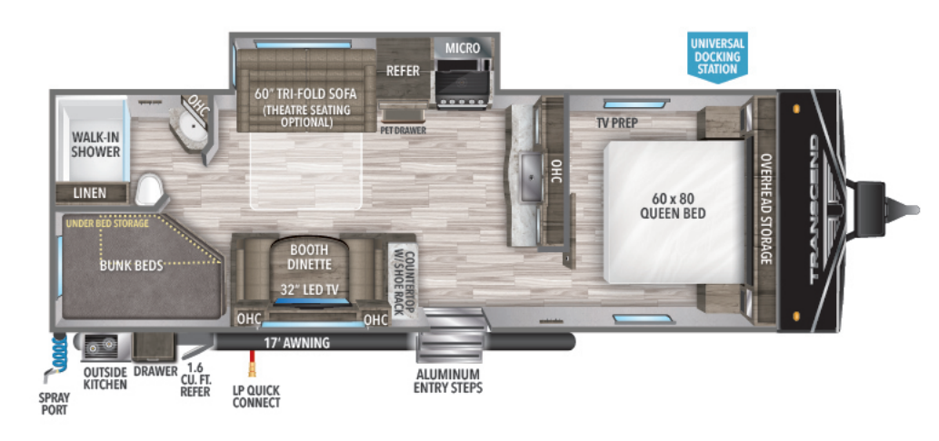 View 2023 Grand Design Transcend Xplor 261BH complete specs and manufacturer brochures